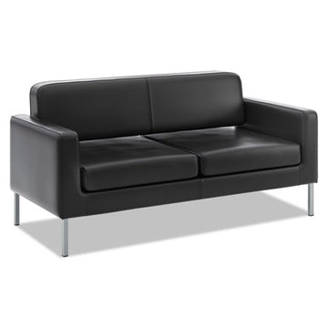 HON® Corral Reception Seating Sofa, 67w X 28d X 30.5h, Black Bonded Leather freeshipping - TVN Wholesale